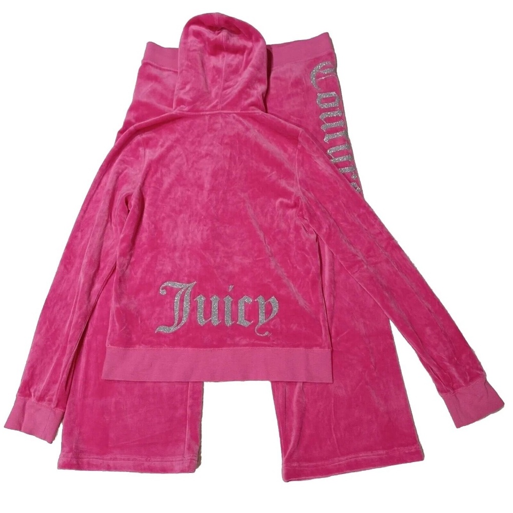 VTG Pink Juicy Couture Tracksuit Matching Set XL Jacket Pants Bling Gothic Logo